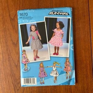 Simplicity #1670 Toddler’s & Child’s Dresses, Sizes 6months to  3T